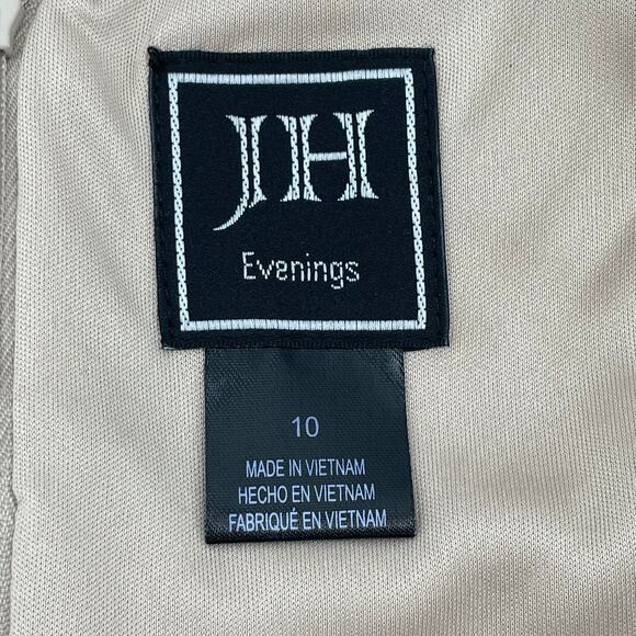 J.H. Evenings Sleeveless Cocktail Dress, Beige/Gold, Sz. 10, Mother Of Bride - Picture 8 of 9